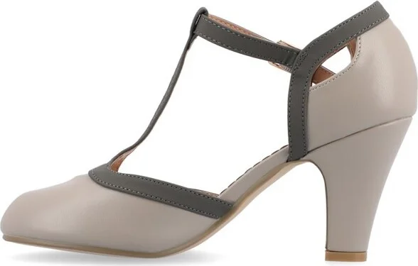 Journee Collection Women's Olina Medium and Wide Width Round Toe High Block Heel Pumps Navy 9WD - Image 3