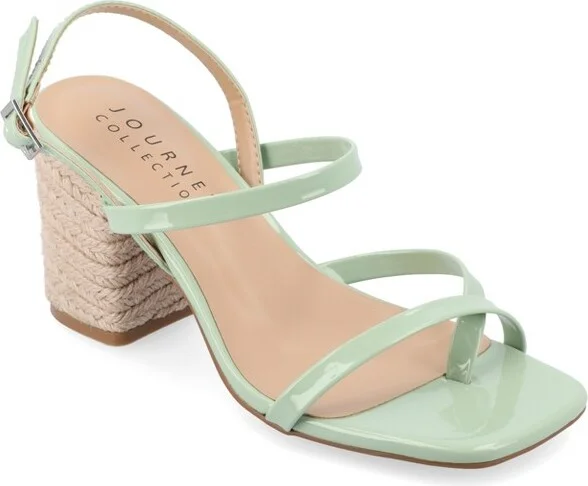 Journee Collection Women's Olivina Jute Covered Block Heel Sandals, Sage
