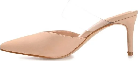Journee Collection Women's Ollie Mules Low Stiletto Pointed Toe Pumps Tan - Image 2