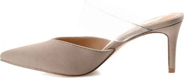 Journee Collection Women's Ollie Mules Low Stiletto Pointed Toe Pumps Tan - Image 3