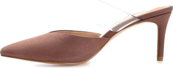 Journee Collection Women's Ollie Mules Low Stiletto Pointed Toe Pumps Tan - Image 6