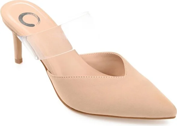 Journee Collection Women's Ollie Mules Low Stiletto Pointed Toe Pumps Tan