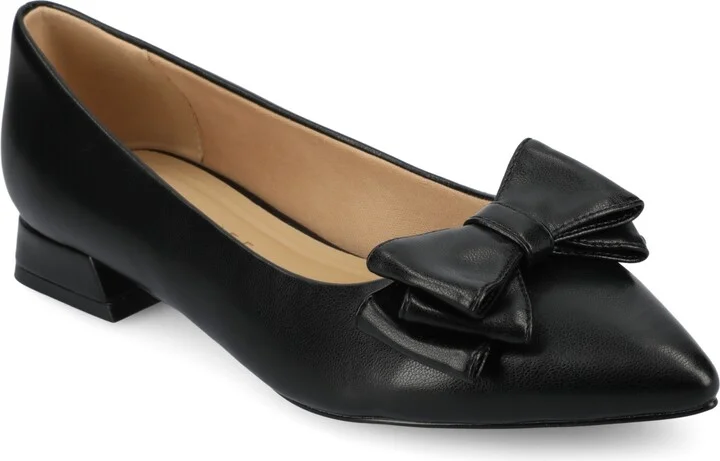 Journee Collection Women's Ophelia Bow Low Block Heel Dress Flats