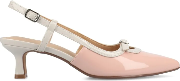 Journee Collection Women's Padma Slingback Kitten Heel Pumps - Patent, Pink - Image 2