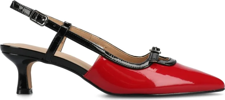 Journee Collection Women's Padma Slingback Kitten Heel Pumps - Patent, Pink - Image 10