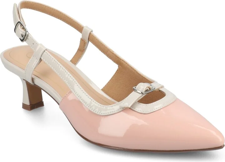 Journee Collection Women's Padma Slingback Kitten Heel Pumps - Patent, Pink