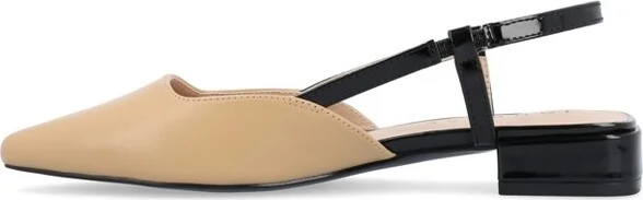 Journee Collection Women's Paislee Sling Back Block Heel Square Toe Flats Beige - Image 3