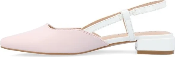 Journee Collection Women's Paislee Sling Back Block Heel Square Toe Flats Beige - Image 4