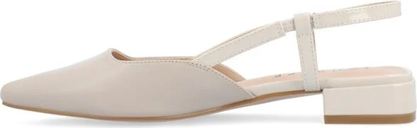 Journee Collection Women's Paislee Sling Back Block Heel Square Toe Flats Beige - Image 5