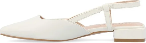 Journee Collection Women's Paislee Sling Back Block Heel Square Toe Flats Beige - Image 6