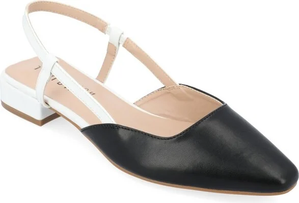 Journee Collection Women's Paislee Sling Back Block Heel Square Toe Flats Beige