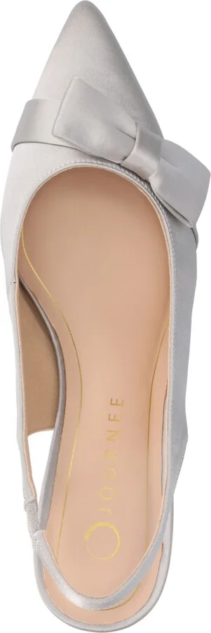 Journee Collection Women's Paloma Bow Kitten Heel Slingback Pumps - Satin/Silver - Image 4