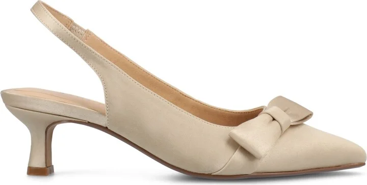 Journee Collection Women's Paloma Bow Kitten Heel Slingback Pumps - Satin/Silver - Image 6