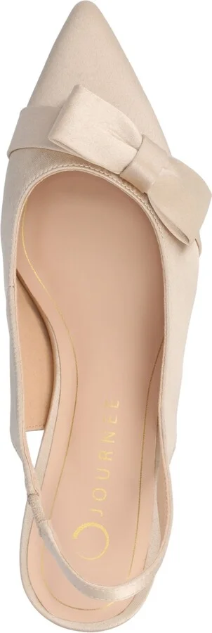 Journee Collection Women's Paloma Bow Kitten Heel Slingback Pumps - Satin/Silver - Image 8