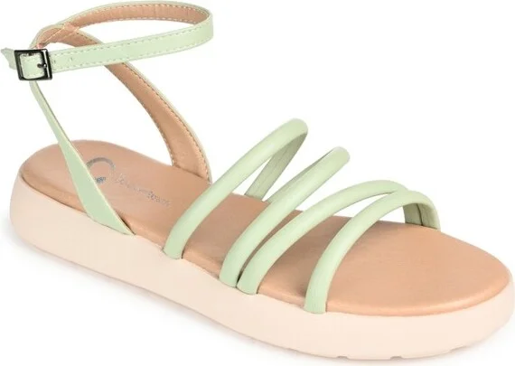 Journee Collection Womens Palomma Tru Comfort Foam Ankle Strap Flat Sandals Sage 12