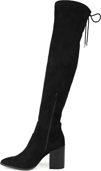 Journee Collection Women's Paras Stacked Heel Over The Knee Boots Tan - Image 4