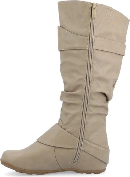 Journee Collection Women's Paris Hidden Wedge Riding Boots Stone - Image 2