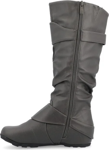 Journee Collection Women's Paris Hidden Wedge Riding Boots Stone - Image 3