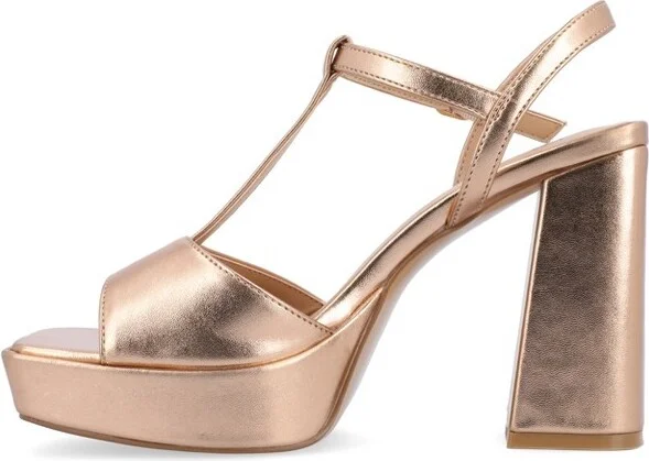 Journee Collection Women's Parson Metallic Vegan Leather Platform Sandals Purple - Image 3