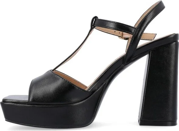 Journee Collection Women's Parson Metallic Vegan Leather Platform Sandals Purple - Image 6