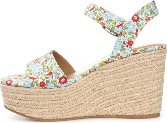 Journee Collection Women's Pearrl Wedge Heel Espadrille Sandals Blue - Image 2