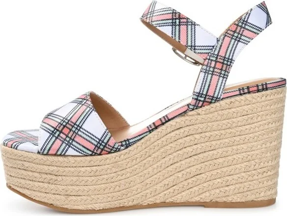 Journee Collection Women's Pearrl Wedge Heel Espadrille Sandals Blue - Image 3