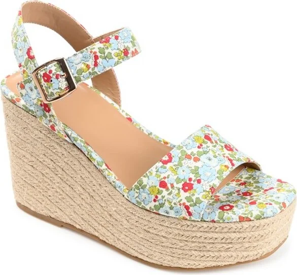 Journee Collection Women's Pearrl Wedge Heel Espadrille Sandals Blue
