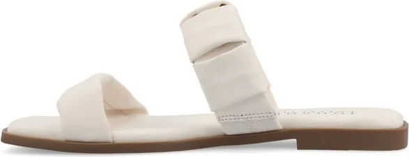 Journee Collection Women's Pegie Slip On Faux Leather Flat Sandals, Black - Image 4