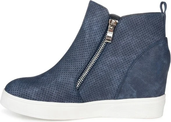 Journee Collection Women's Pennelope Round Toe Double Zip Wedge Sneakers Blue 10WD - Image 2
