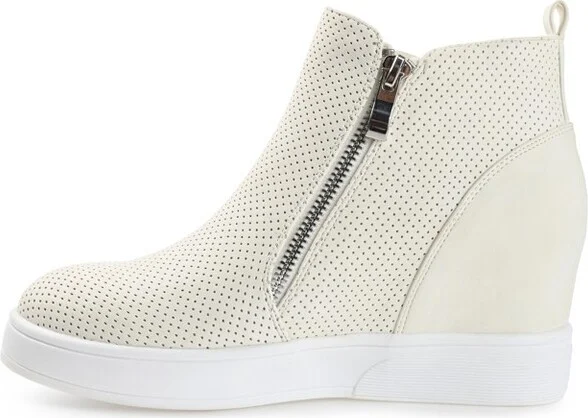 Journee Collection Women's Pennelope Round Toe Double Zip Wedge Sneakers Blue 10WD - Image 4