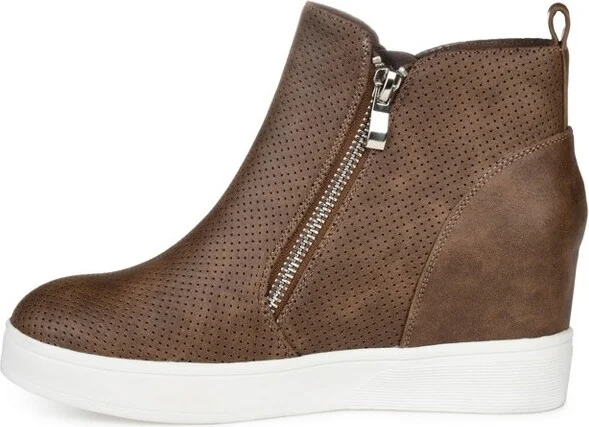 Journee Collection Women's Pennelope Round Toe Double Zip Wedge Sneakers Blue 10WD - Image 5