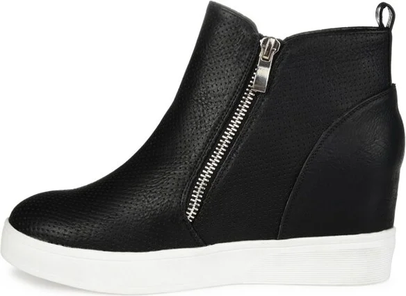 Journee Collection Women's Pennelope Round Toe Double Zip Wedge Sneakers Blue 10WD - Image 7