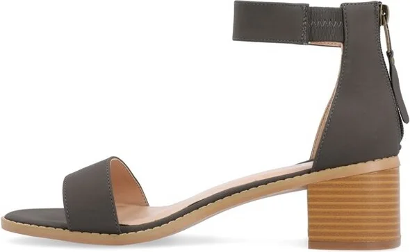 Journee Collection Women's Percy Low Stacked Heel Back Heel Zip Sandals Blue - Image 3