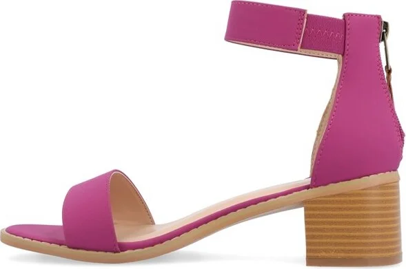 Journee Collection Women's Percy Low Stacked Heel Back Heel Zip Sandals Blue - Image 4