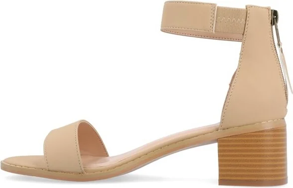 Journee Collection Women's Percy Low Stacked Heel Back Heel Zip Sandals Blue - Image 5