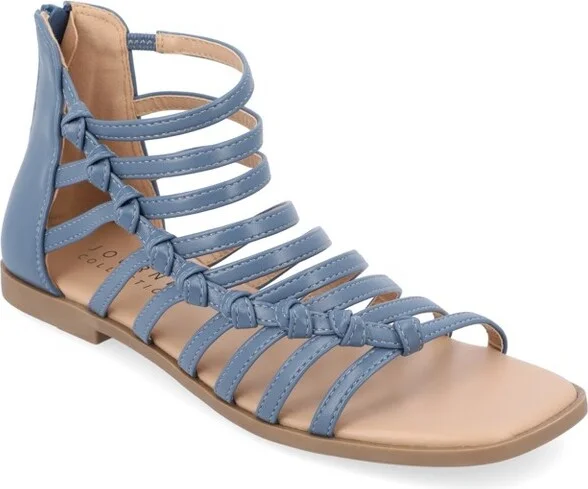 Journee Collection Women's Petrra Gladiator Back Zip Sandals Blue