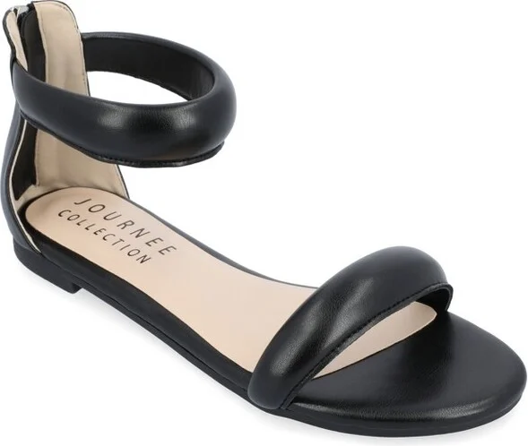 Journee Collection Womens Peytonn Back Heel Zip Ankle Strap Sandals Black 6