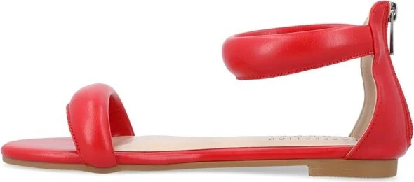 Journee Collection Womens Peytonn Back Heel Zip Ankle Strap Sandals Red 5.5 - Image 2