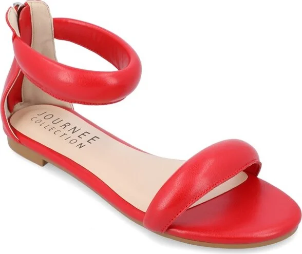 Journee Collection Womens Peytonn Back Heel Zip Ankle Strap Sandals Red 5.5