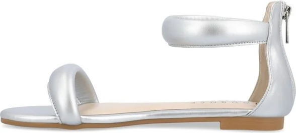 Journee Collection Womens Peytonn Back Heel Zip Ankle Strap Sandals Silver 6 - Image 2