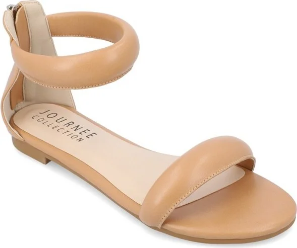 Journee Collection Womens Peytonn Back Heel Zip Ankle Strap Sandals Tan 5.5