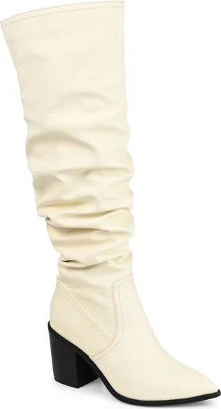 Journee Collection Women's Pia Stacked Heel Over The Knee Boots Bone