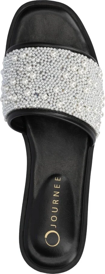 Journee Collection Women's Precly Faux Pearl Single Band Flat Sandals - Image 4