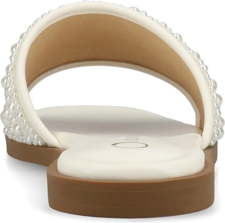 Journee Collection Women's Precly Faux Pearl Single Band Flat Sandals - Image 8