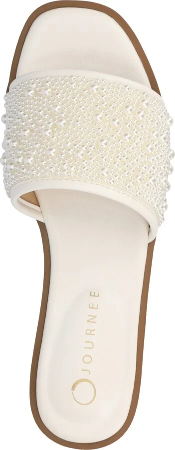 Journee Collection Women's Precly Faux Pearl Single Band Flat Sandals - Image 9