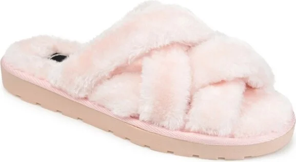 Journee Collection Women's Quiet Comfort Insole Slip On Slide Open Toe Slippers Pink