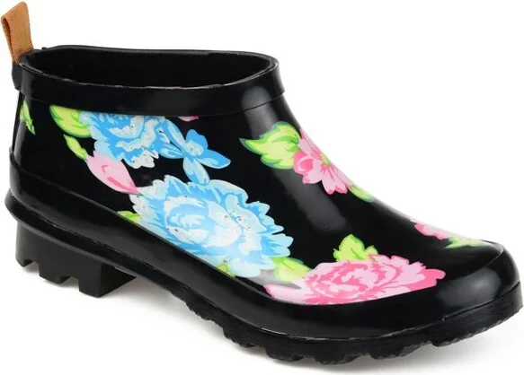 Journee Collection Women's Rainer Block Heel Rain Boots Floral