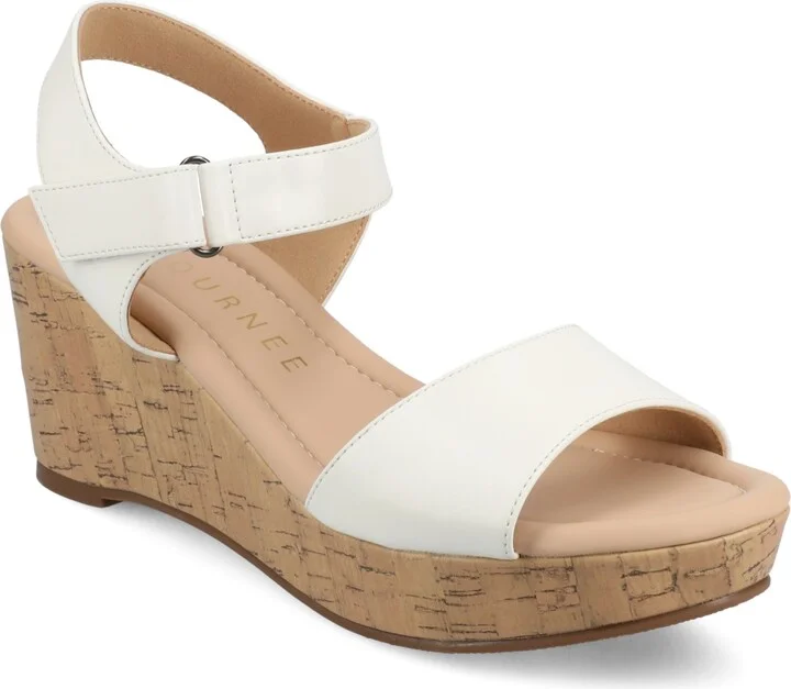 Journee Collection Women's Ranae Ankle Strap Platform Cork Wedge Sandals