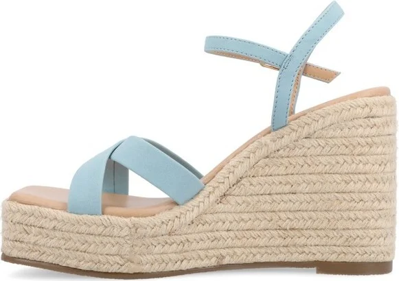 Journee Collection Women's Raniya Espadrille Platform Wedge Sandals Blue - Image 2