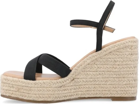 Journee Collection Women's Raniya Espadrille Platform Wedge Sandals Blue - Image 3